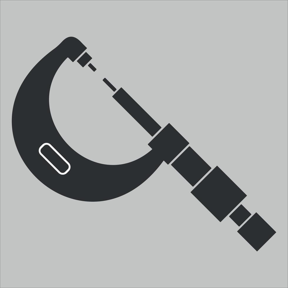 black and white micrometer icon on white background vector