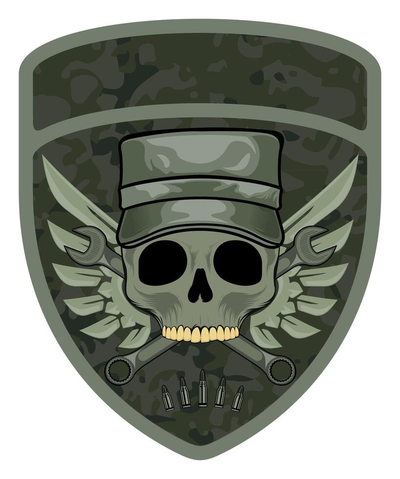 sleeve military army camouflage chevron military army driver with skull on white background vector