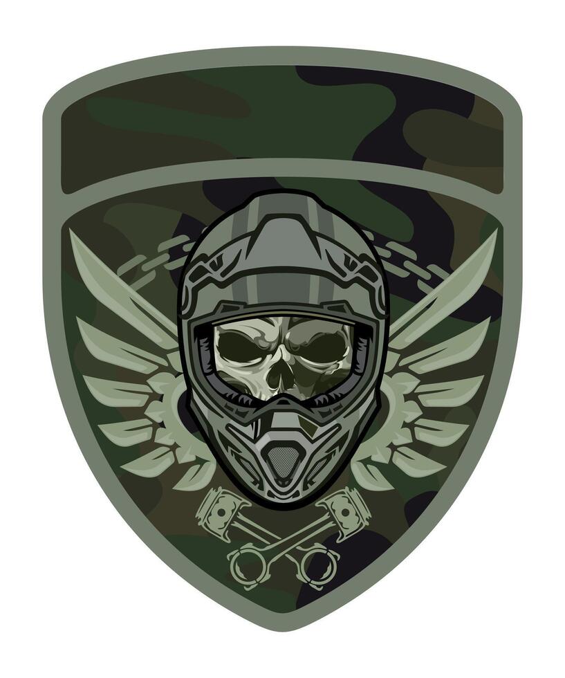 sleeve military green camouflage chevron military army driver with skull on white background vector