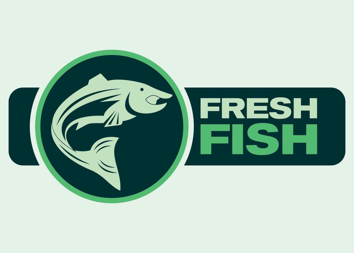 advertising green sign fresh fish isloated on white background vector