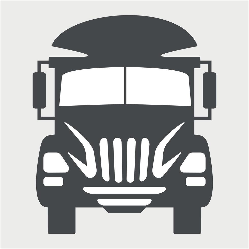 black and white truck cabin icon front view on white background vector