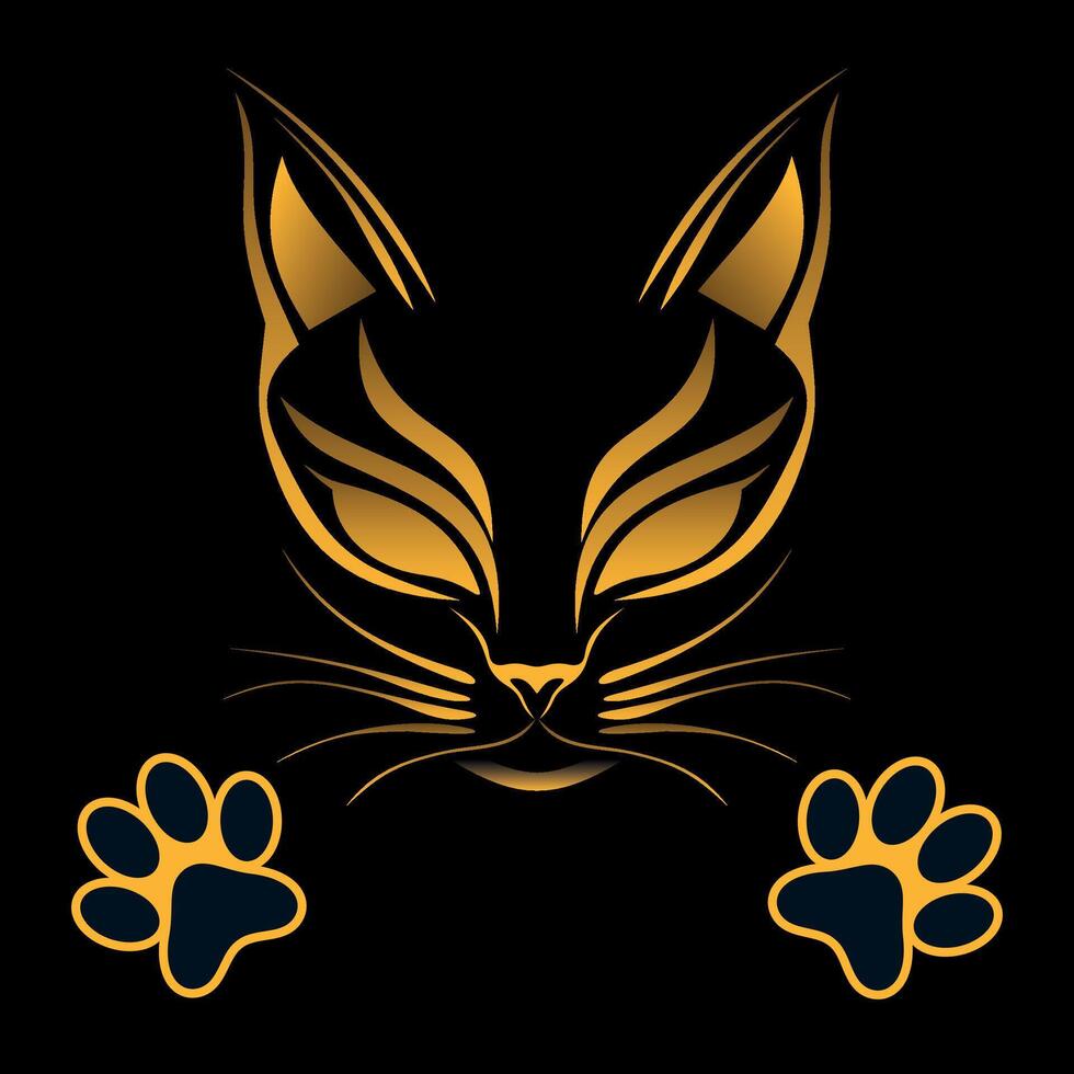 cat face mask with paws isolated on black background vector
