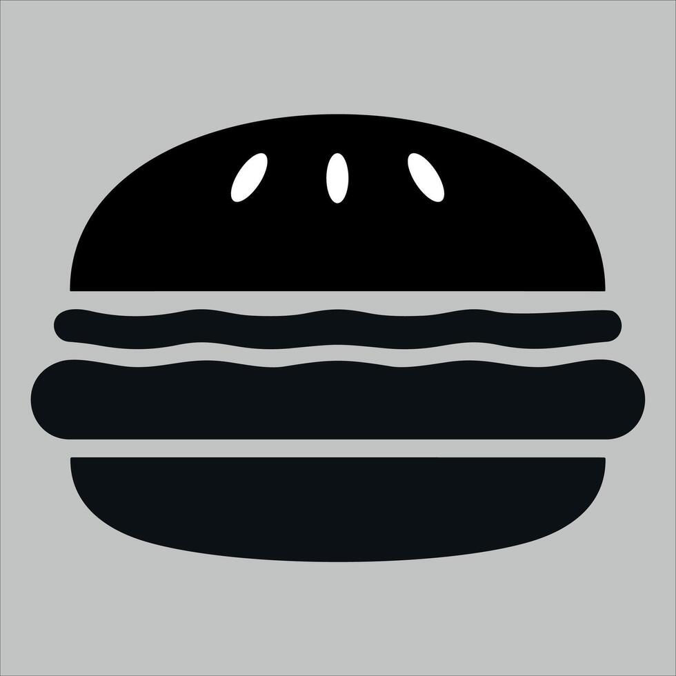 black and white fast food hamburger icon on white background vector
