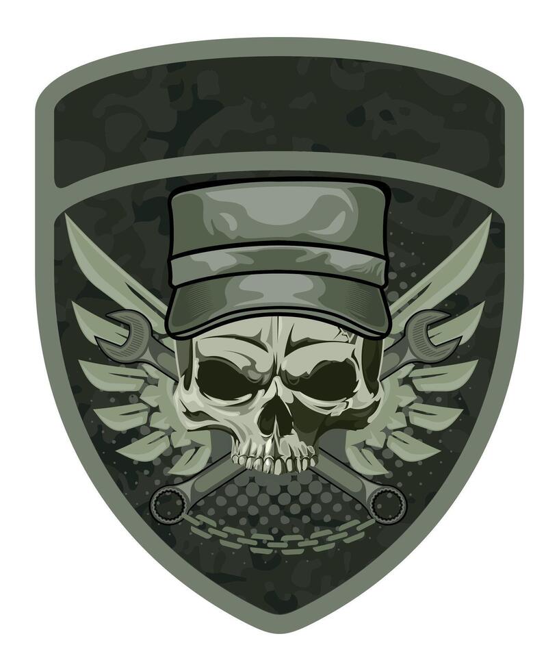 sleeve military army green camouflage chevron military army driver with skull isolated on white background vector