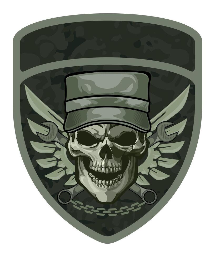sleeve military green camouflage chevron military army driver with skull isolated on white background vector