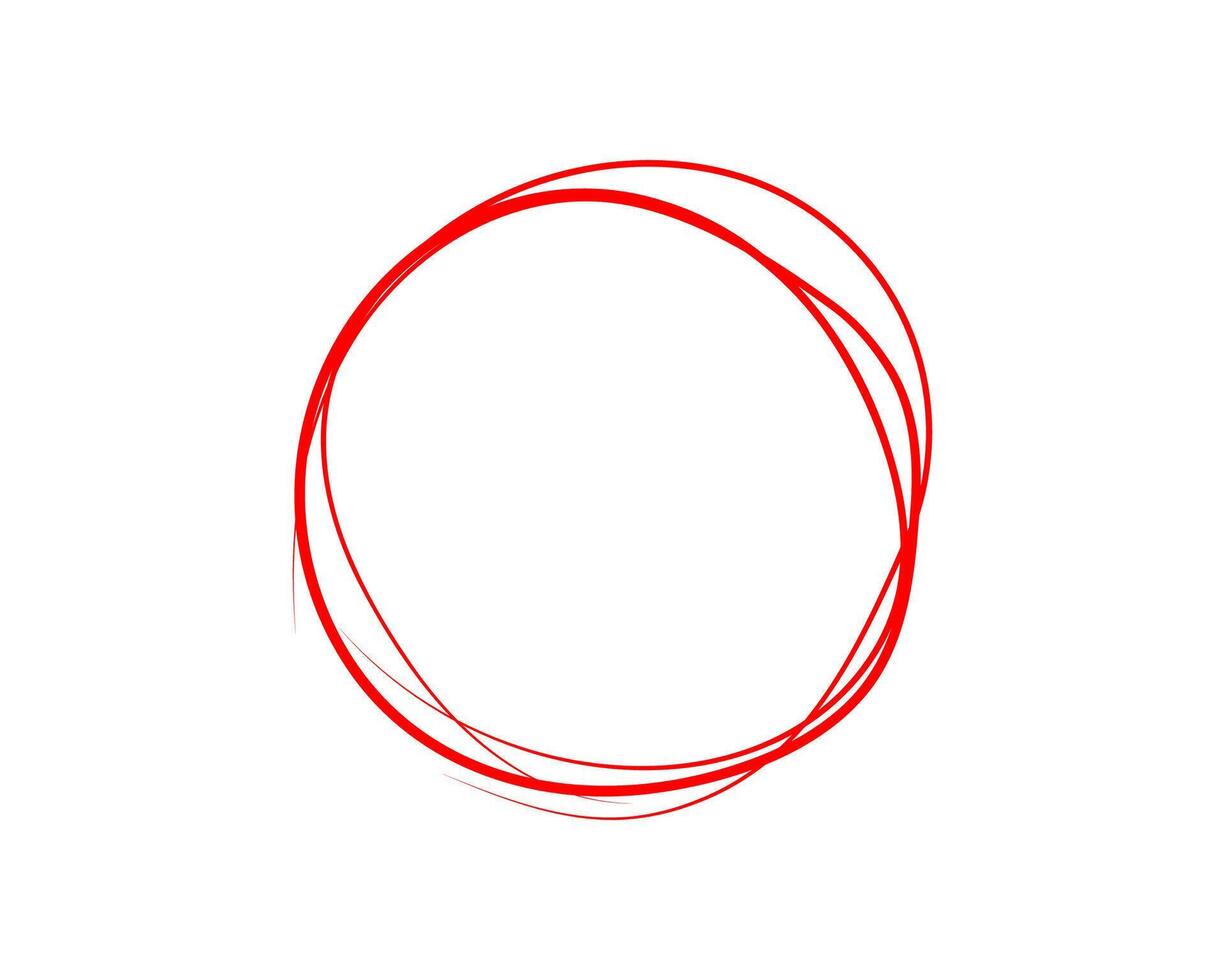 Red Circle Hand Drawn Abstract Design Element Graphic vector