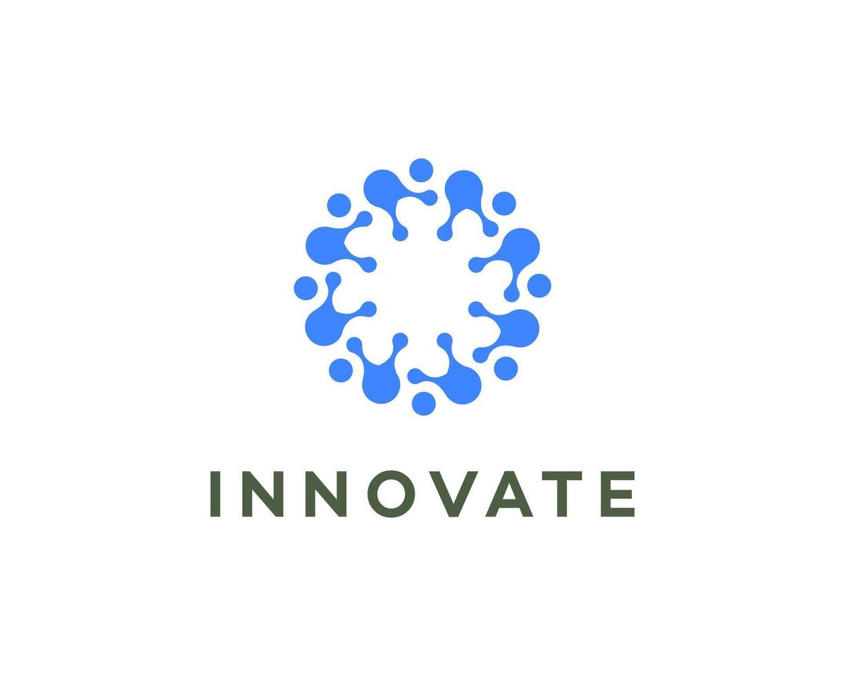Blue Circular Innovation Molecule Teamwork Logo Design Innovate vector