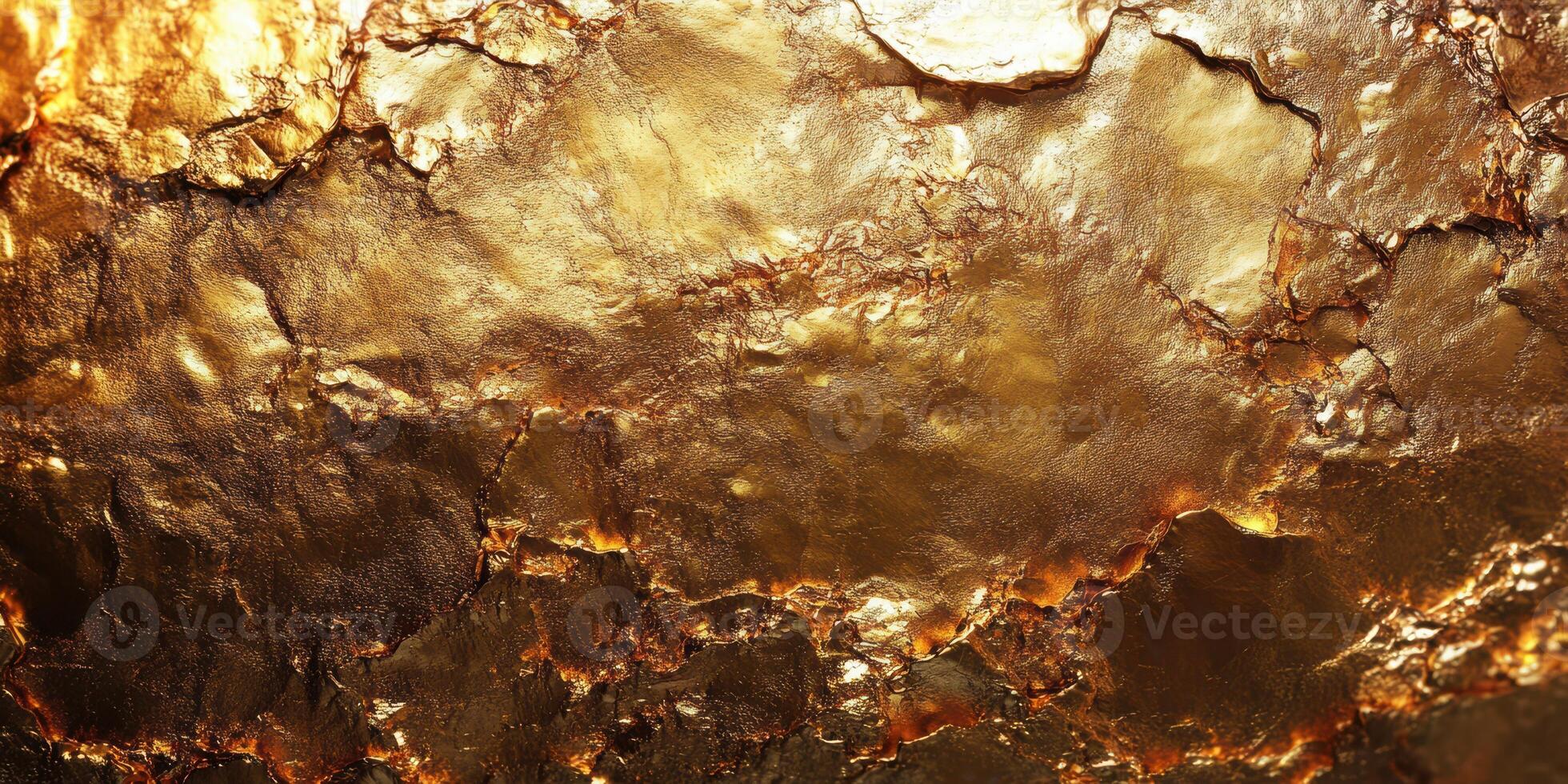 Shimmering golden surface with intricate textures illuminated by soft light in a close-up view showcasing natural beauty photo