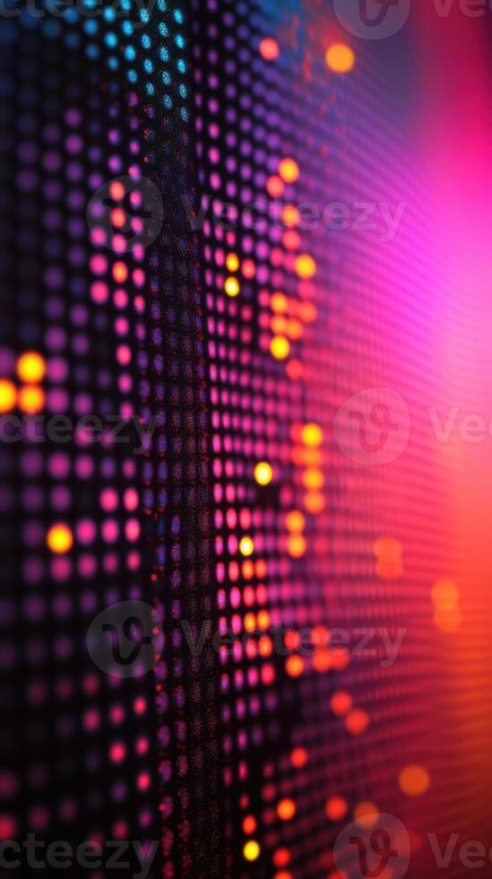 Colorful abstract lights create a vibrant atmosphere in a lively urban setting during nighttime photo