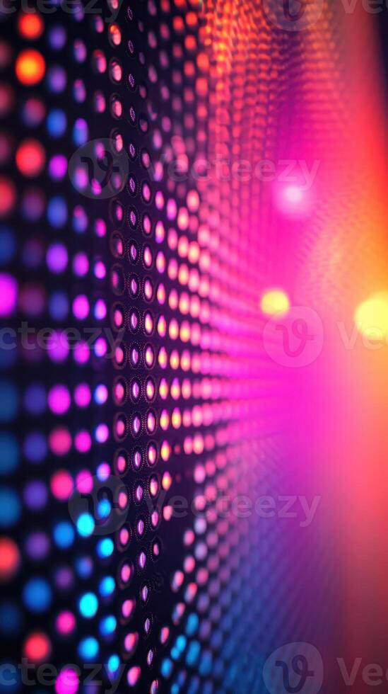 Dazzling display of colorful lights illuminating a vibrant wall in a modern environment during an energetic night event photo