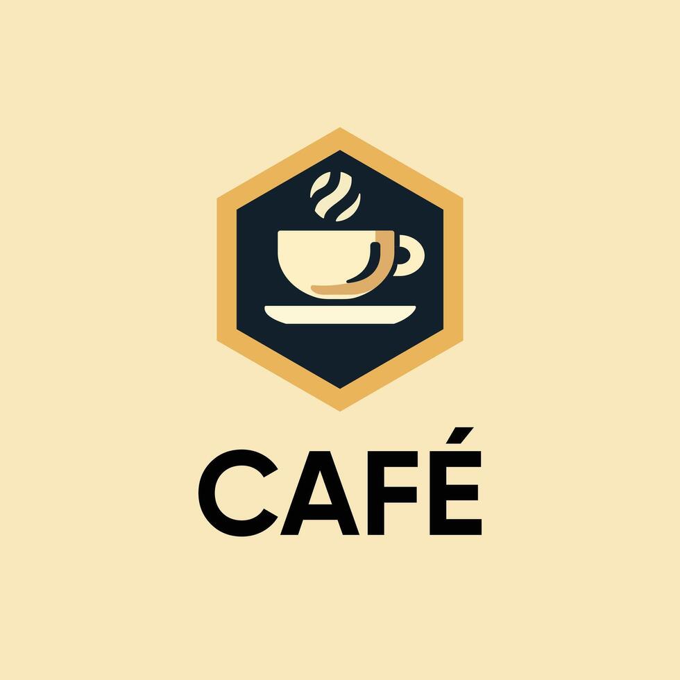 cafe or coffee Pentagon element logo premium design vector