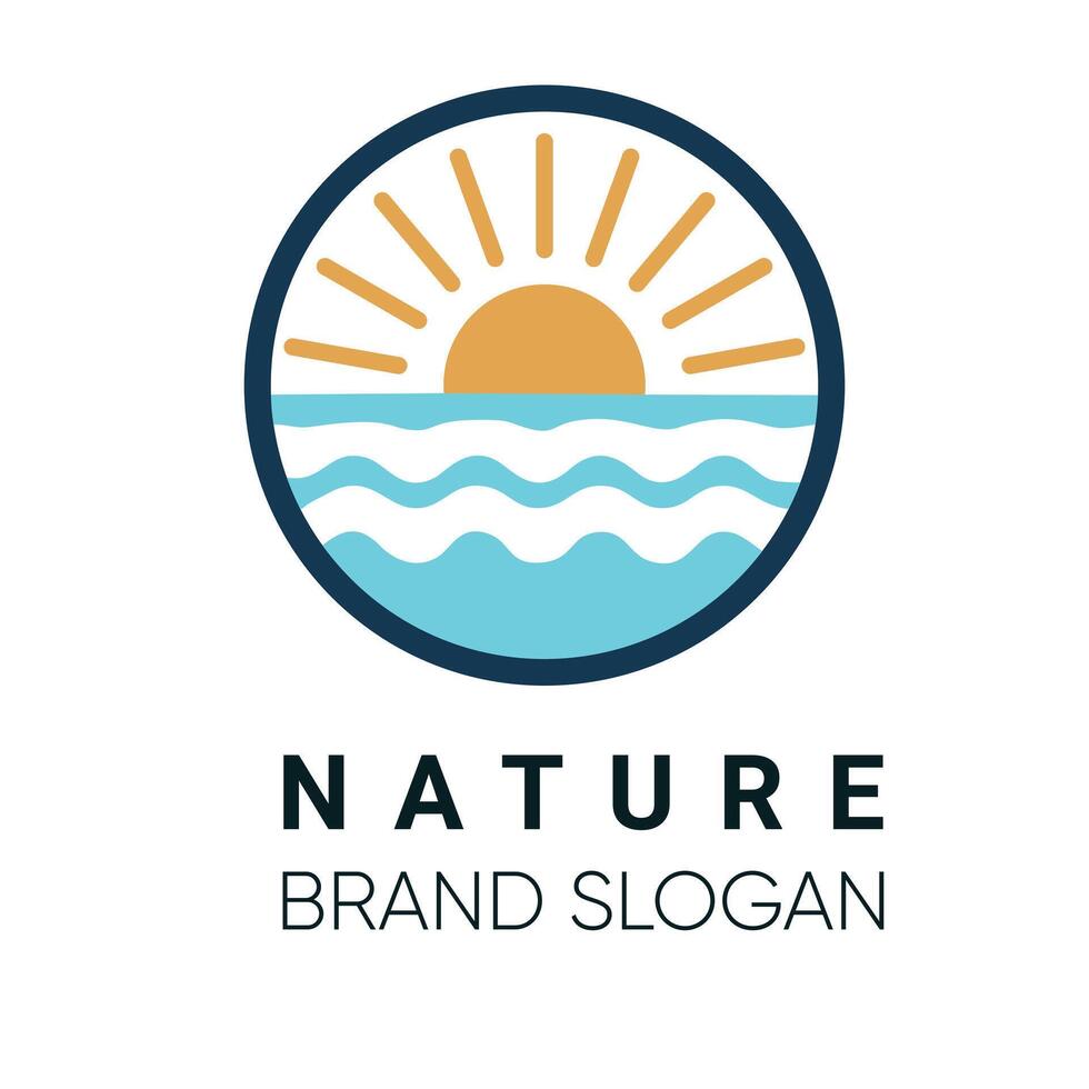 Nature logo sun and the sea elements vector