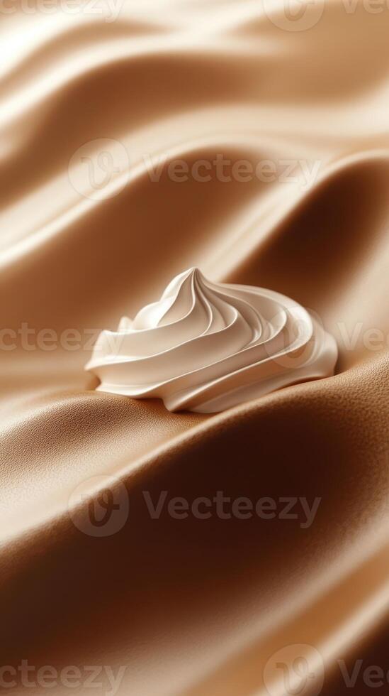 Swirl of cream on smooth beige fabric creates an inviting and elegant visual for dessert lovers photo