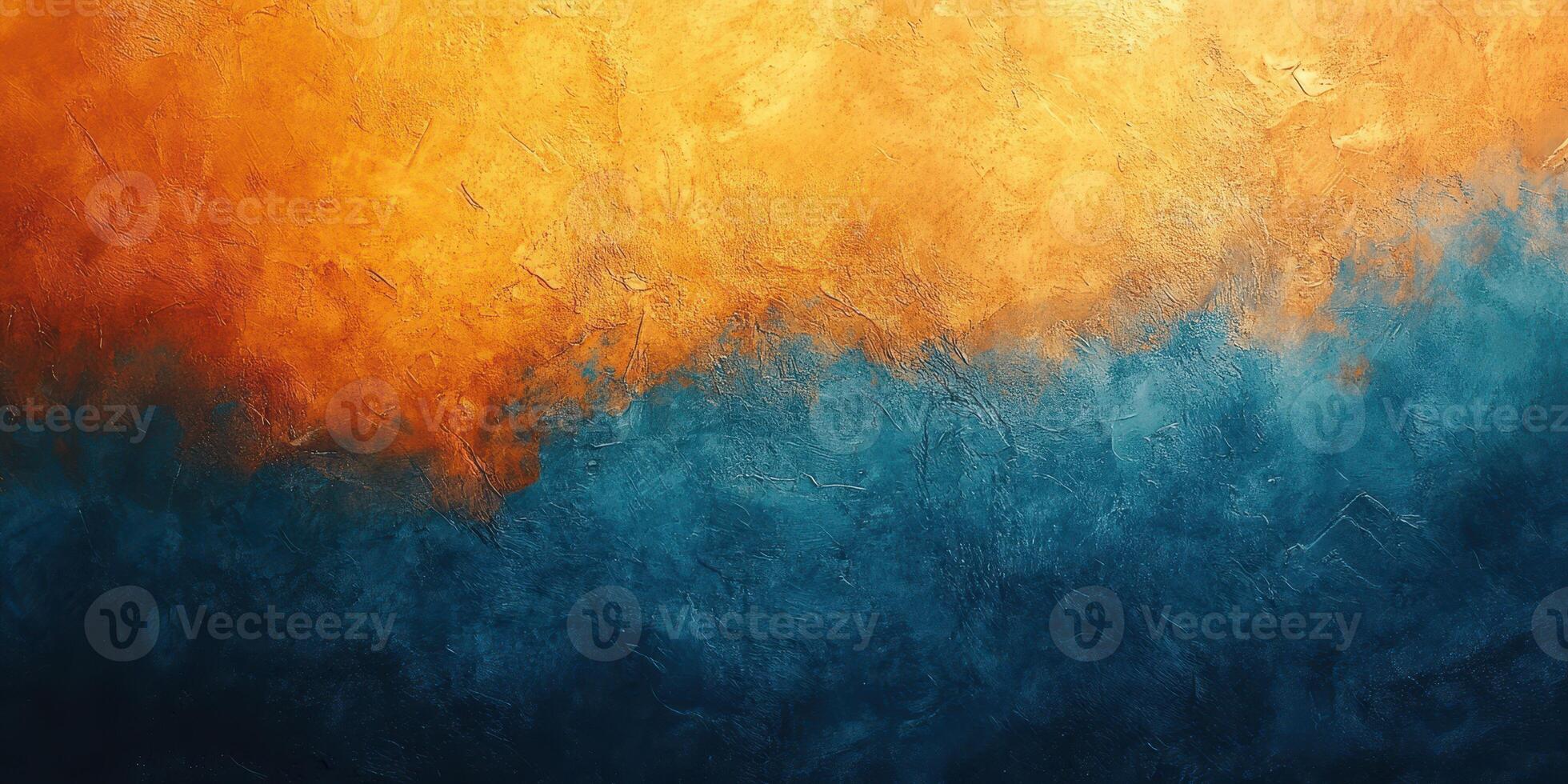 Vibrant abstract artwork blending warm orange and cool blue tones with textured patterns in a captivating design photo