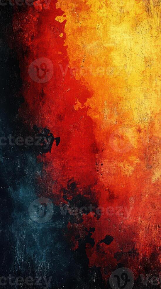 Vibrant abstract background featuring warm hues of red, orange, and yellow blending into deeper shades of blue and black photo
