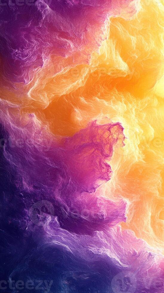 Vibrant abstract swirling colors create a mesmerizing digital canvas with hues of purple, orange, and yellow photo