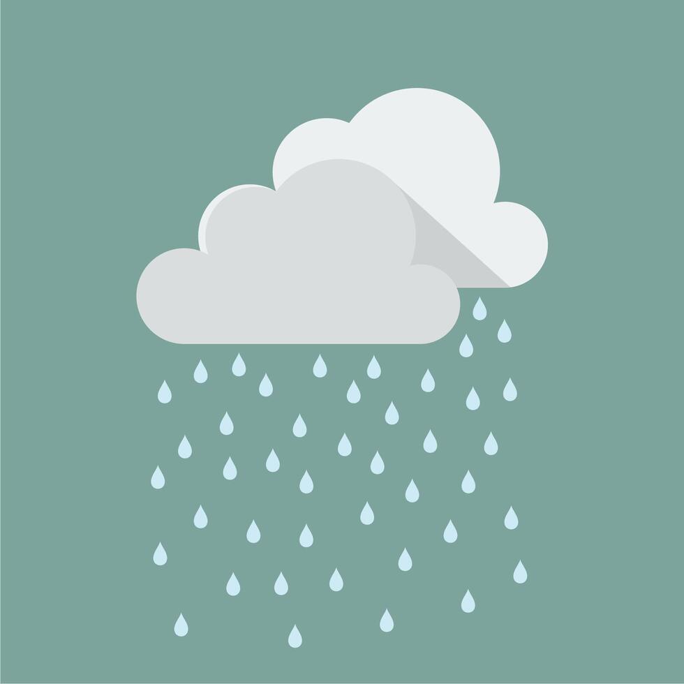 Flat design style illustration of clouds and rain vector