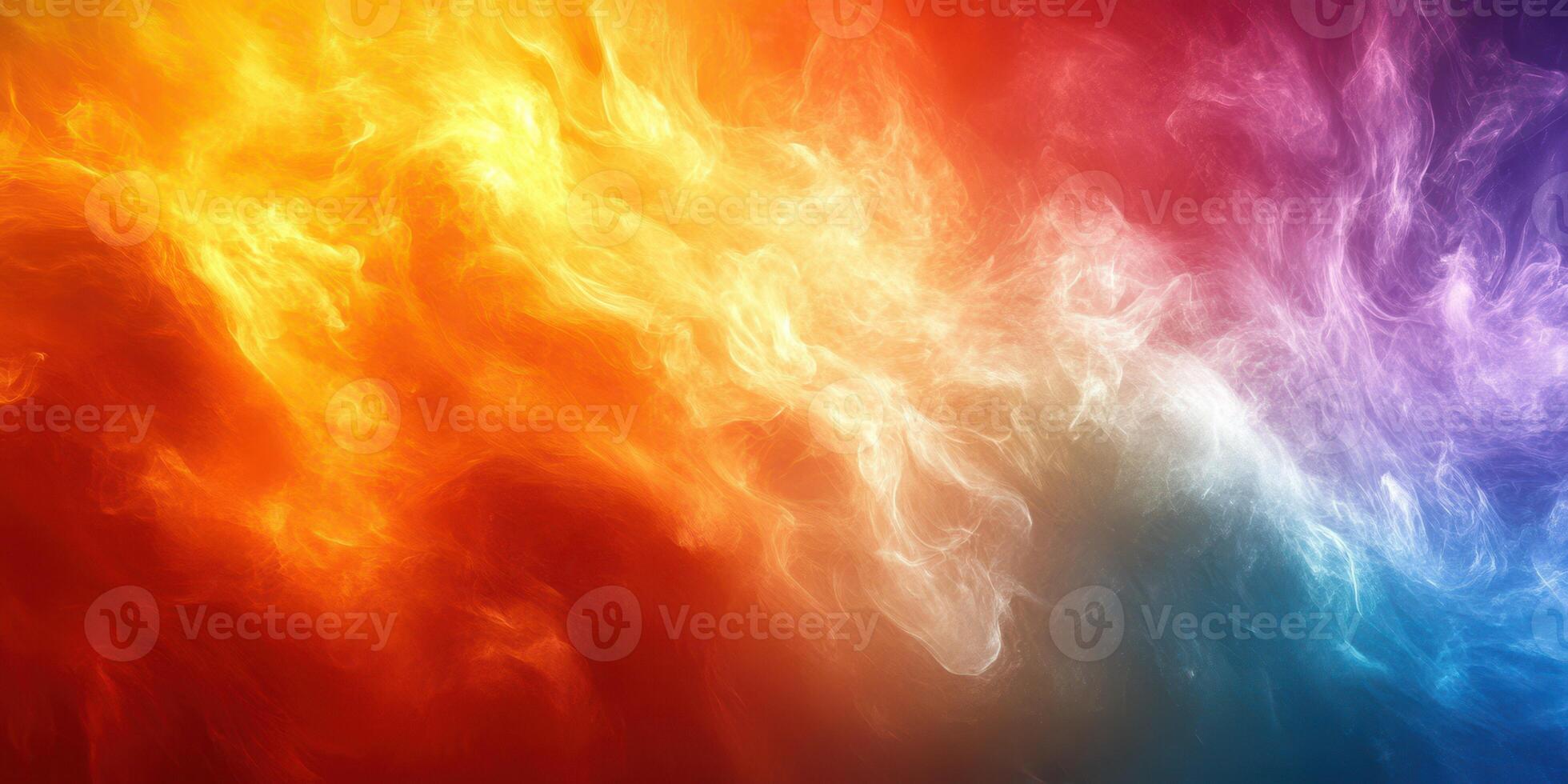 Colorful swirling smoke blending warm and cool tones illuminated in an abstract composition photo