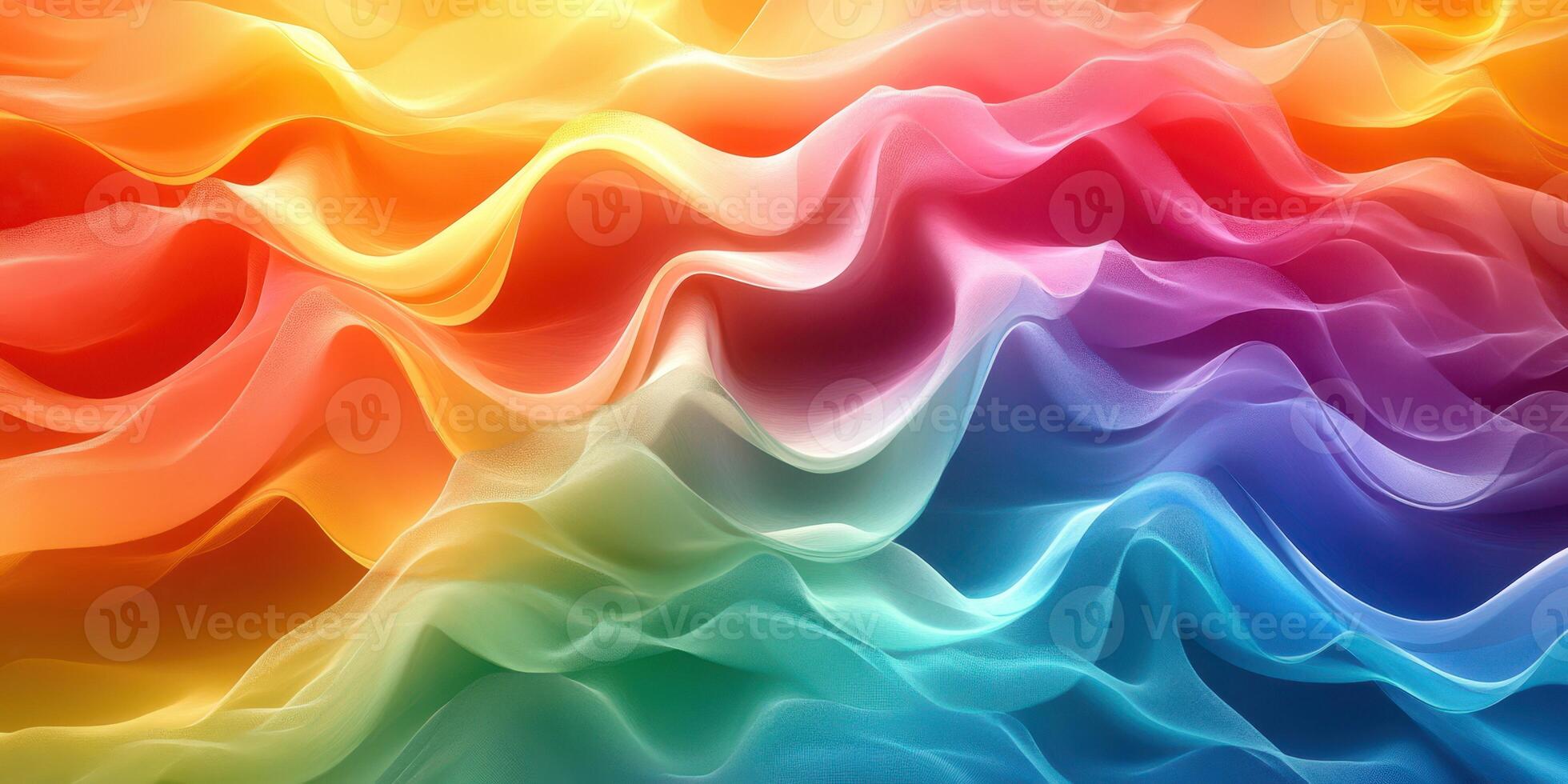 Colorful waves of fabric create a vibrant abstract artwork with dynamic flowing patterns and gradients of hues photo