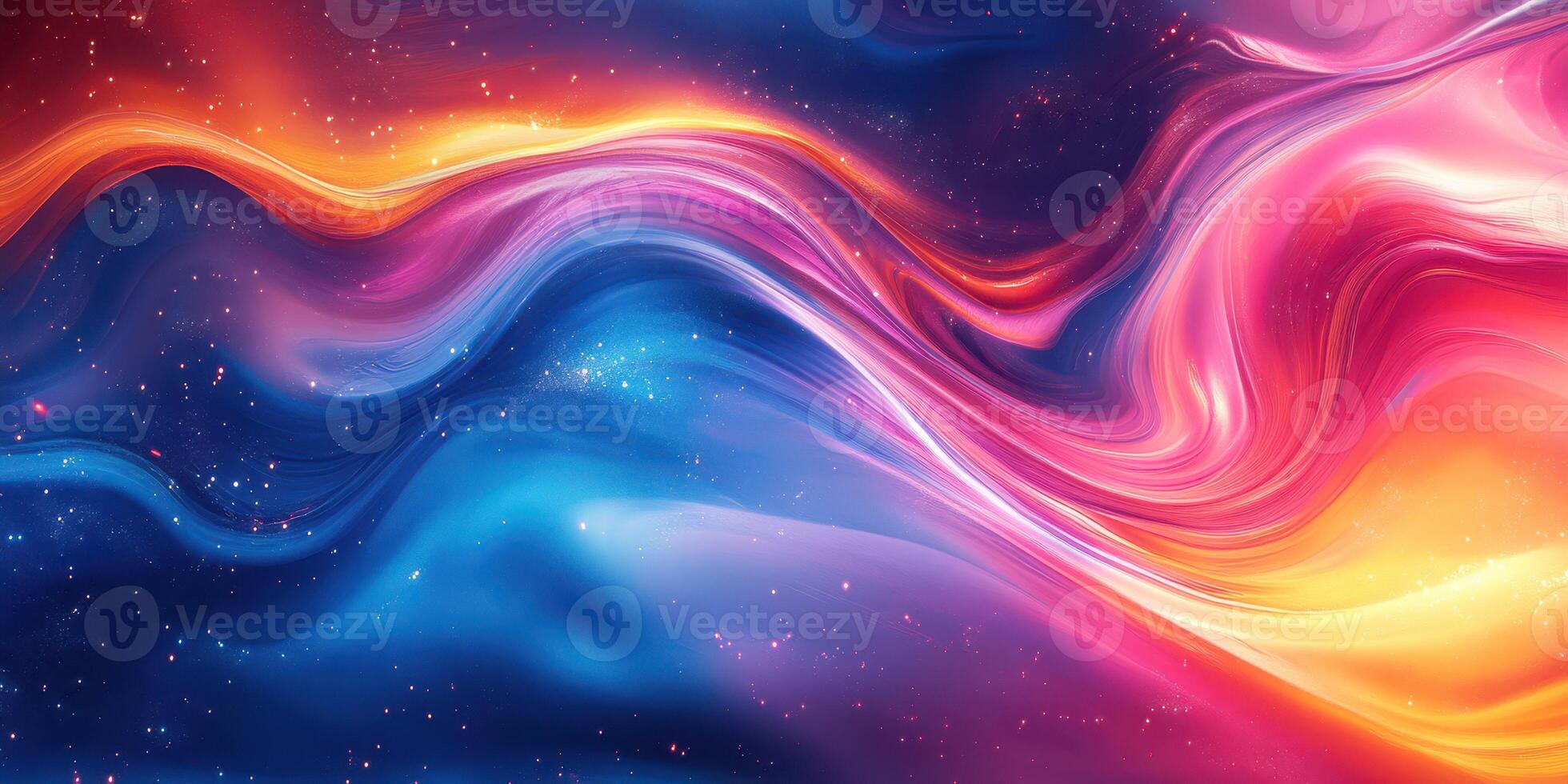 Vibrant cosmic waves of blue, pink, and orange colors flowing seamlessly in an abstract artistic design photo