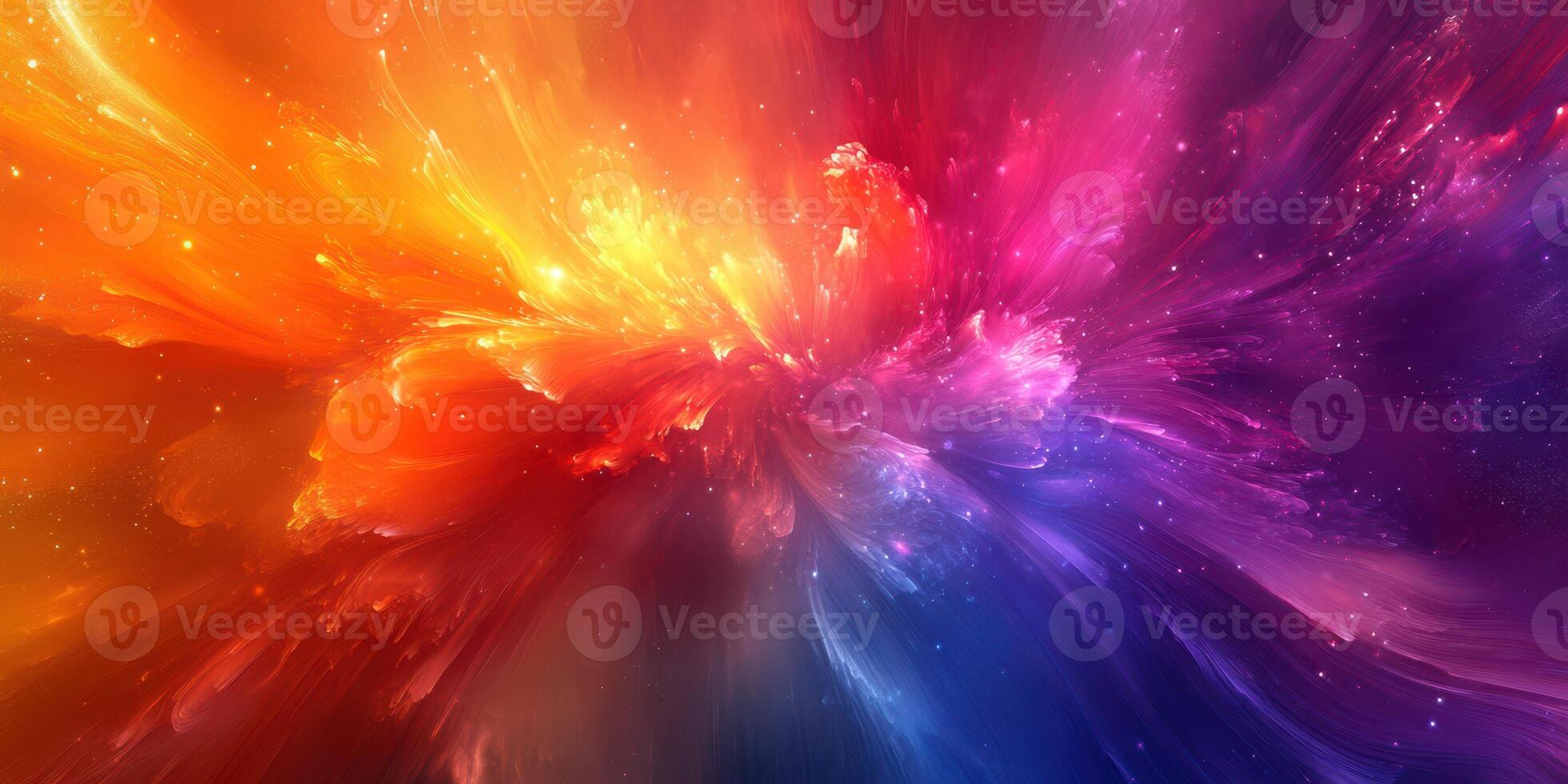 Colorful abstract artwork depicting vibrant swirls of orange, pink, purple, and blue tones in a cosmic-like formation photo