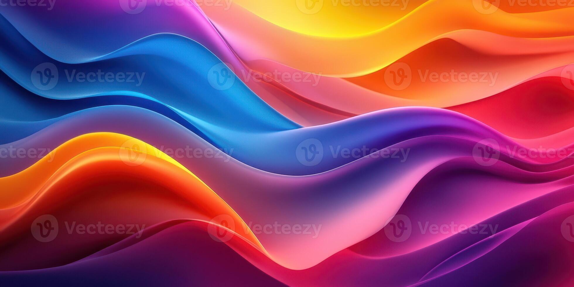 Colorful abstract waves flowing in vibrant hues of blue, orange, and purple during a digital art creation session photo