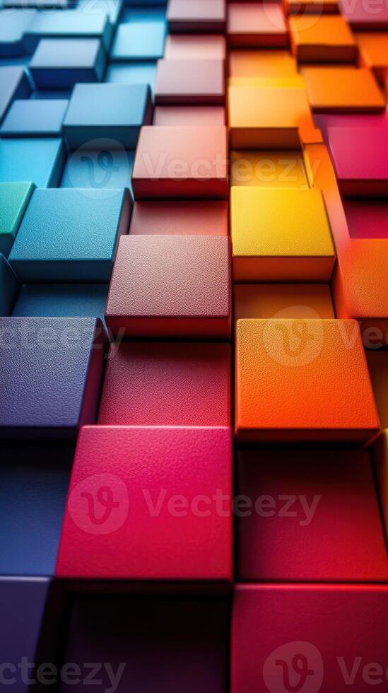 Vibrant colored squares arranged in a geometric pattern create an eye-catching design in bright hues photo