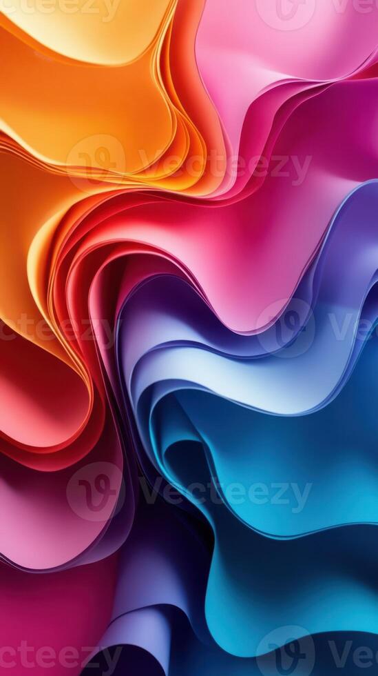Colorful abstract waves of fabric flowing together in harmonious design photo