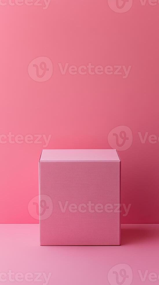 Minimalist pink box in a modern setting creates an aesthetic appeal in a simple environment photo