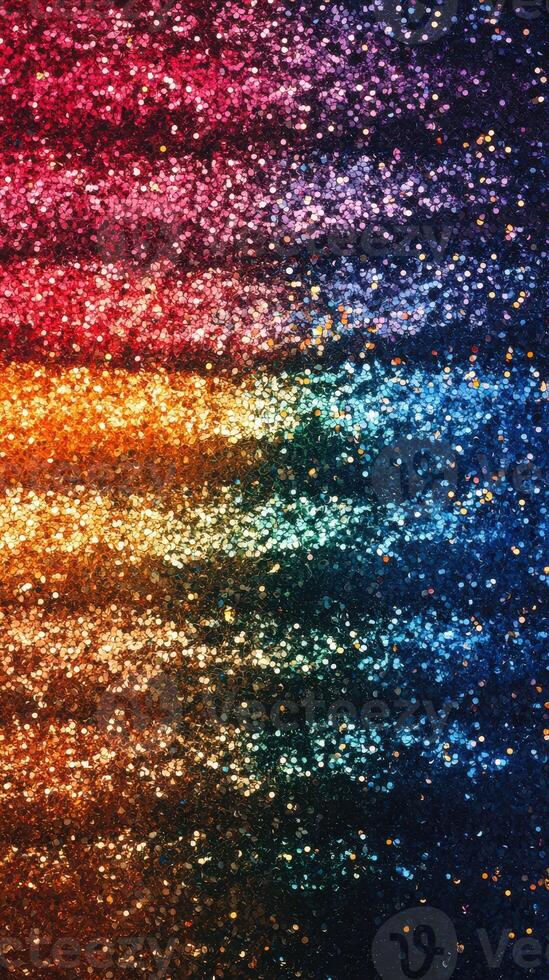Vibrant glitter gradient transitions across a dark background creates a mesmerizing pattern photo