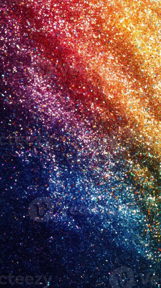 Sparkling glitter backdrop showcasing vibrant colors in a mesmerizing gradient of gold, red, blue, and purple photo