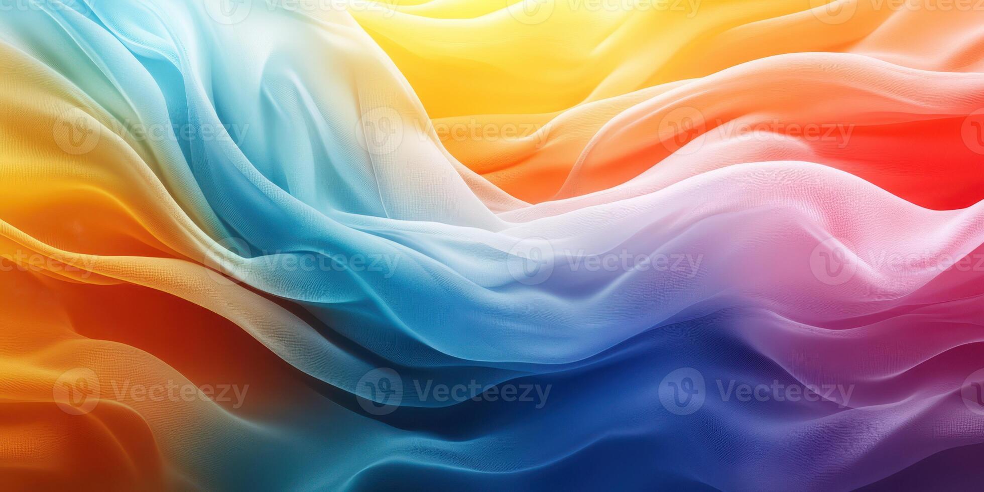 Colorful flowing fabric creates a vibrant abstract background design in a soft wave formation photo