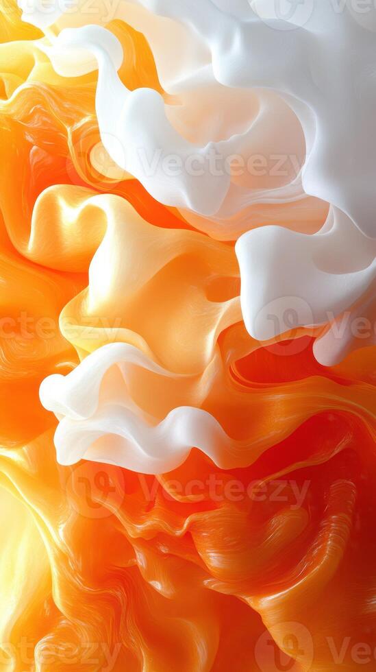 Colorful abstract design featuring flowing orange and white shapes with soft textures and gradients photo