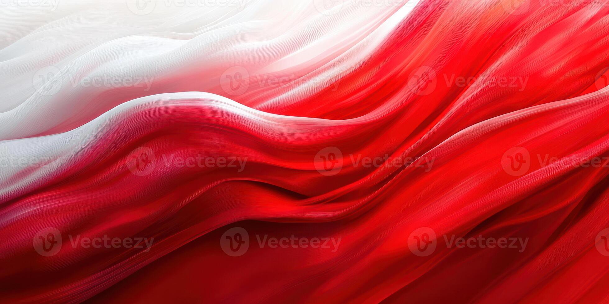Flowing red and white fabric creates a vibrant abstract display of motion and texture in a dynamic visual composition photo