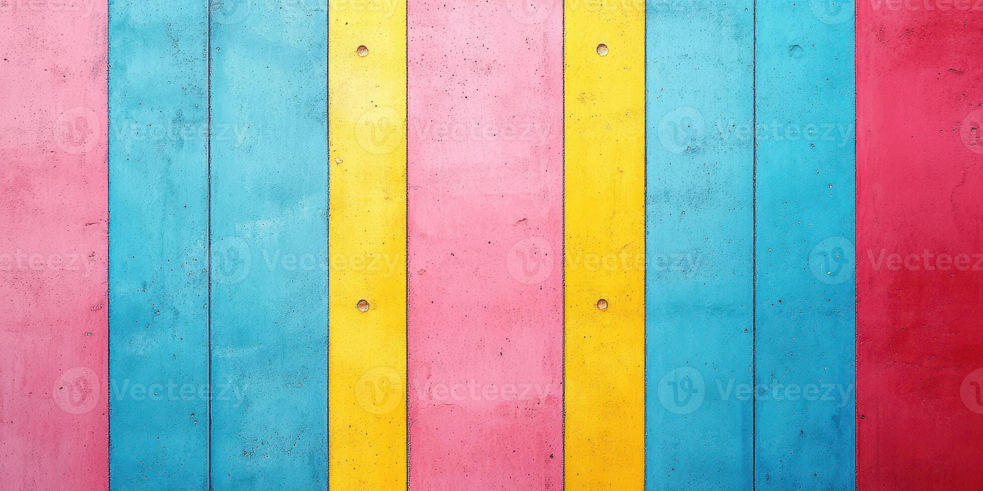 Colorful vertical stripes decorate a cement wall creating a vibrant backdrop in an urban setting photo