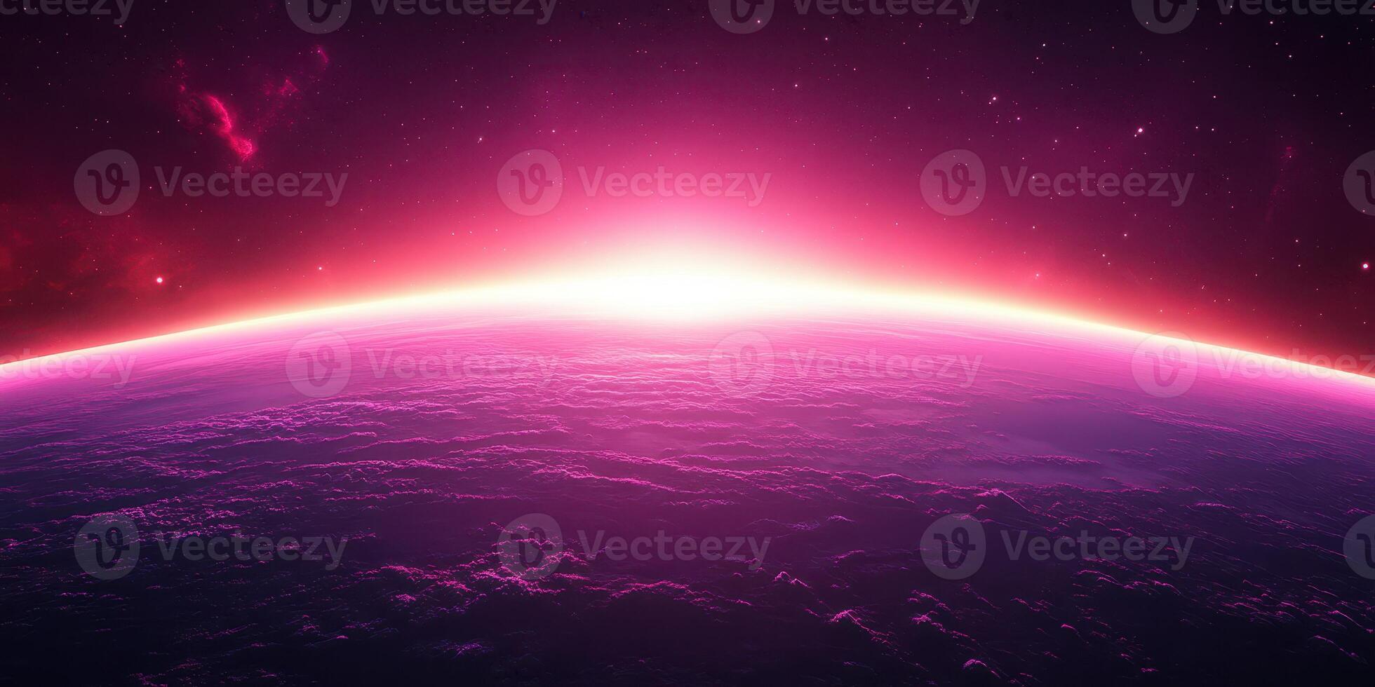 Stunning view of a colorful horizon with clouds against a starry cosmic backdrop at twilight photo