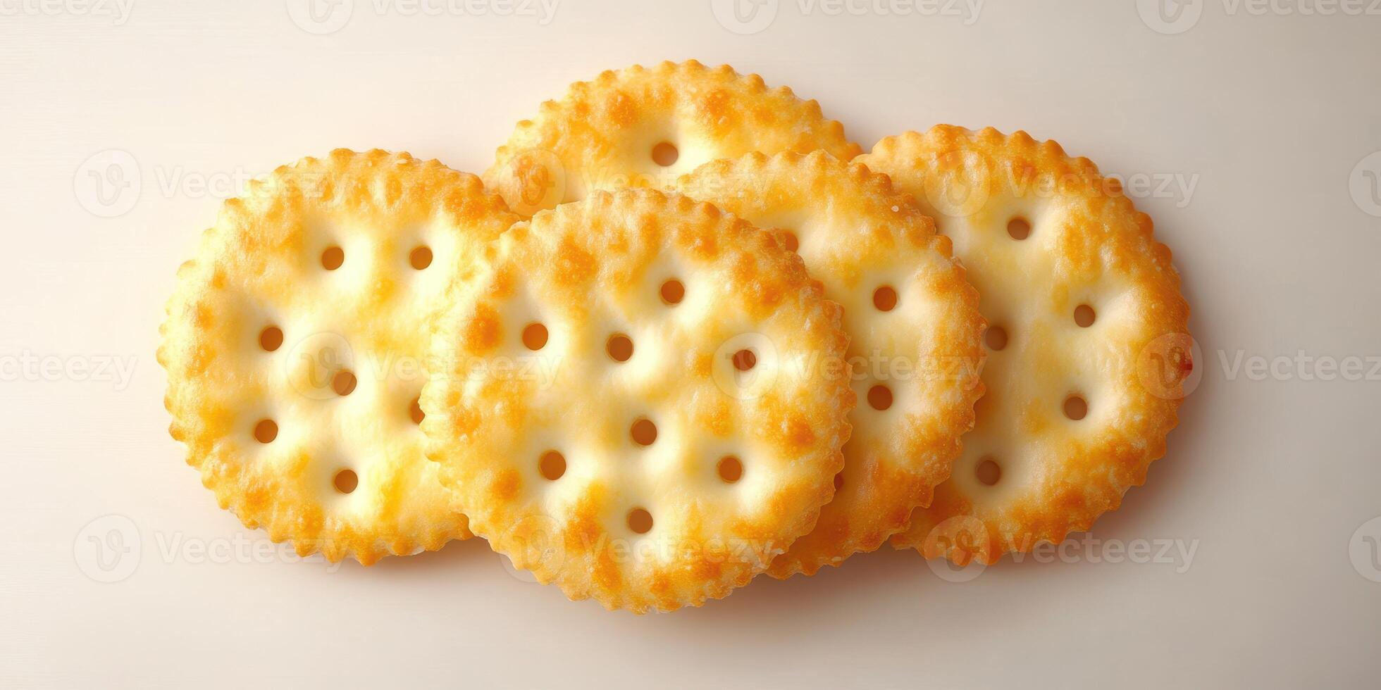 Simple round crackers arranged neatly on a light background suitable for any snack or appetizer photo