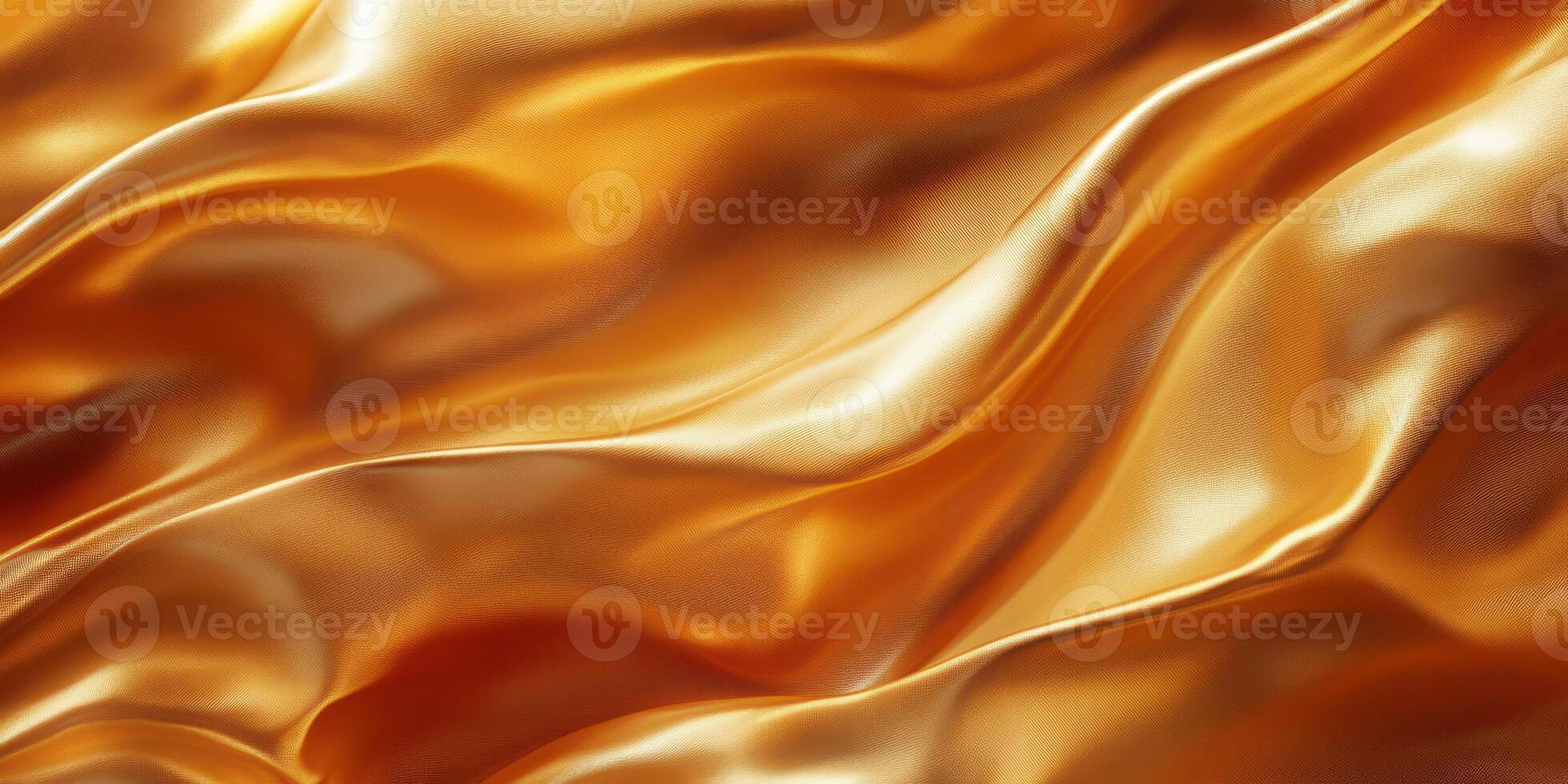 Smooth golden fabric waves flowing elegantly in soft light, creating a luxurious and radiant visual effect photo