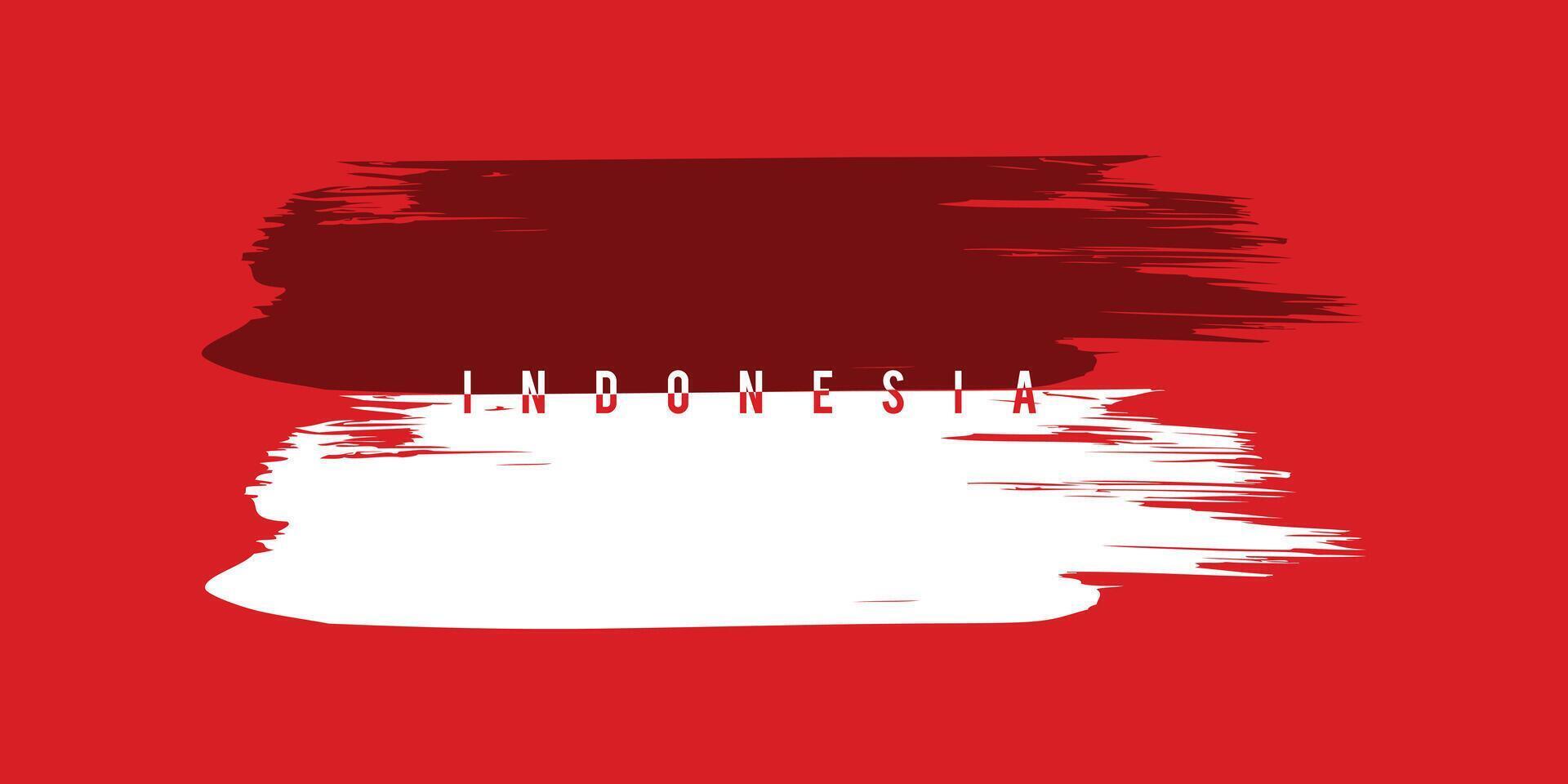 Indonesia Flag with Brush Concept. Flag of Indonesia in Grunge Style. vector