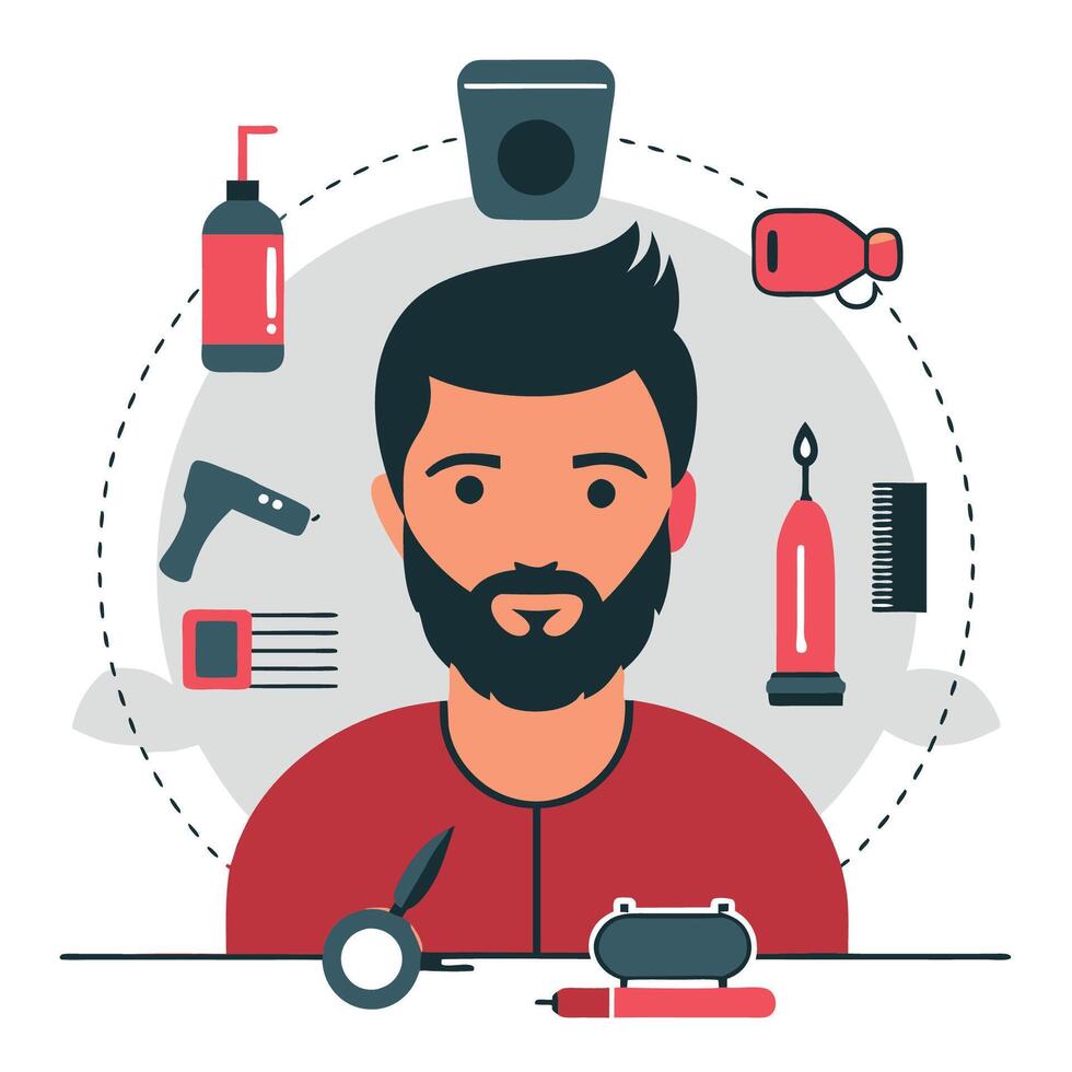Male Grooming Concept Shaving and Skincare Routine vector
