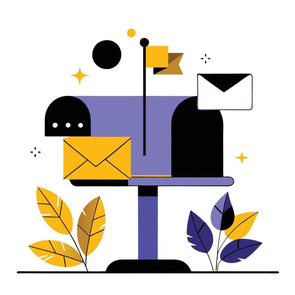 Conceptual Illustration Depicting the Evolution of Mailboxes vector