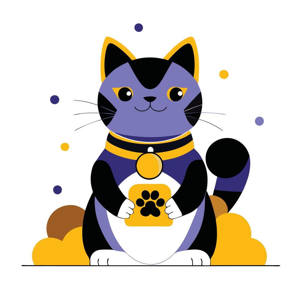 Enchanting Illustration of a Welcoming Lucky Cat Concept vector