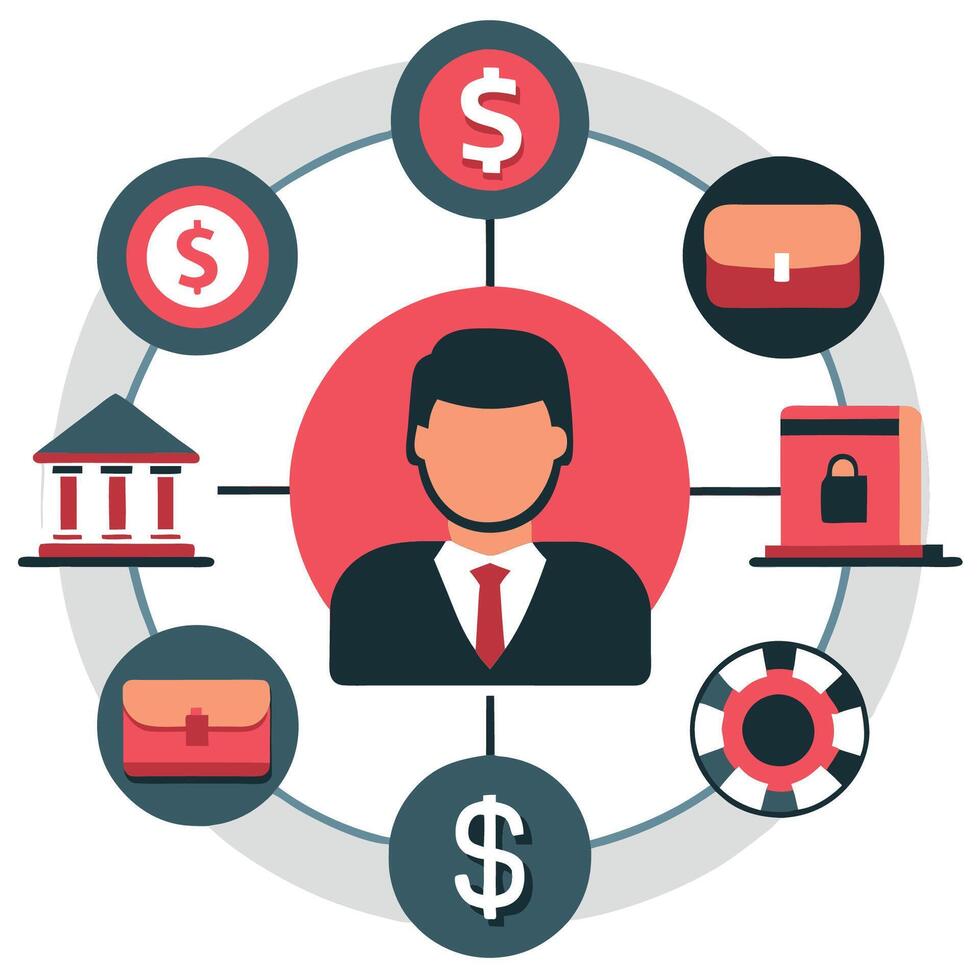 Simple Concept Illustration Depicting Financial Management and Money Management vector