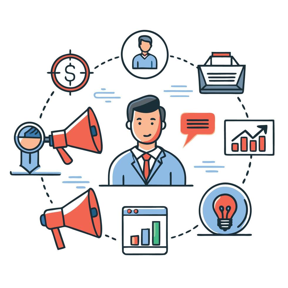 Creative Marketing Promotion Concept Illustration with Unique Ideas vector