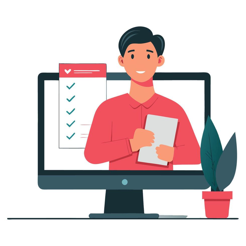 Students Taking an Online Test in a Conceptual Illustration vector