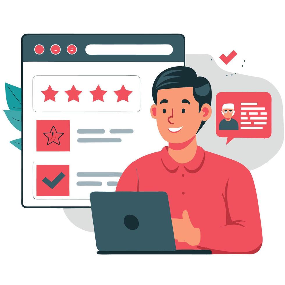 Conceptual Illustration of Online Reviews and Customer Feedback Collection vector