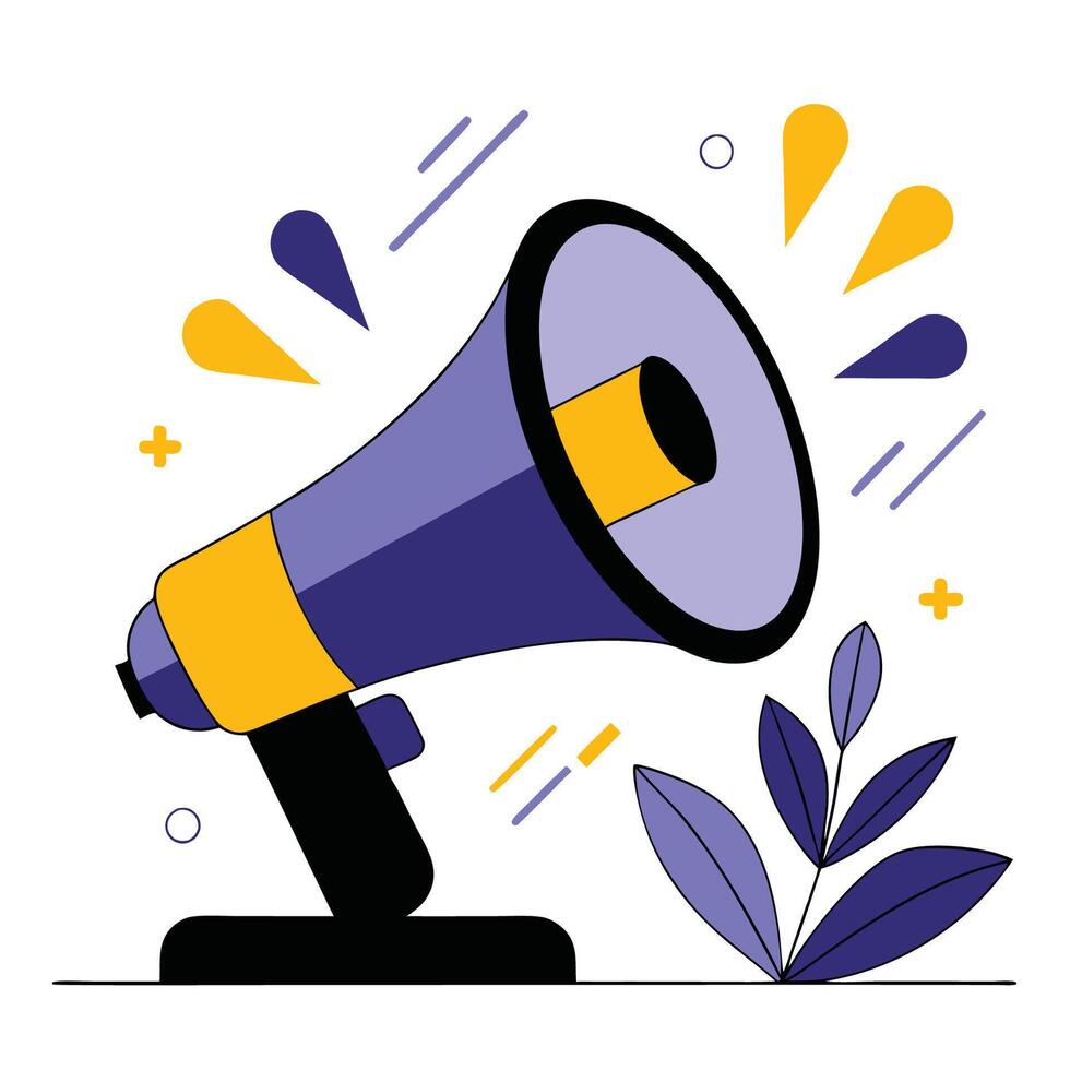 Concept of Broadcasting an Important Message with a Red Megaphone vector