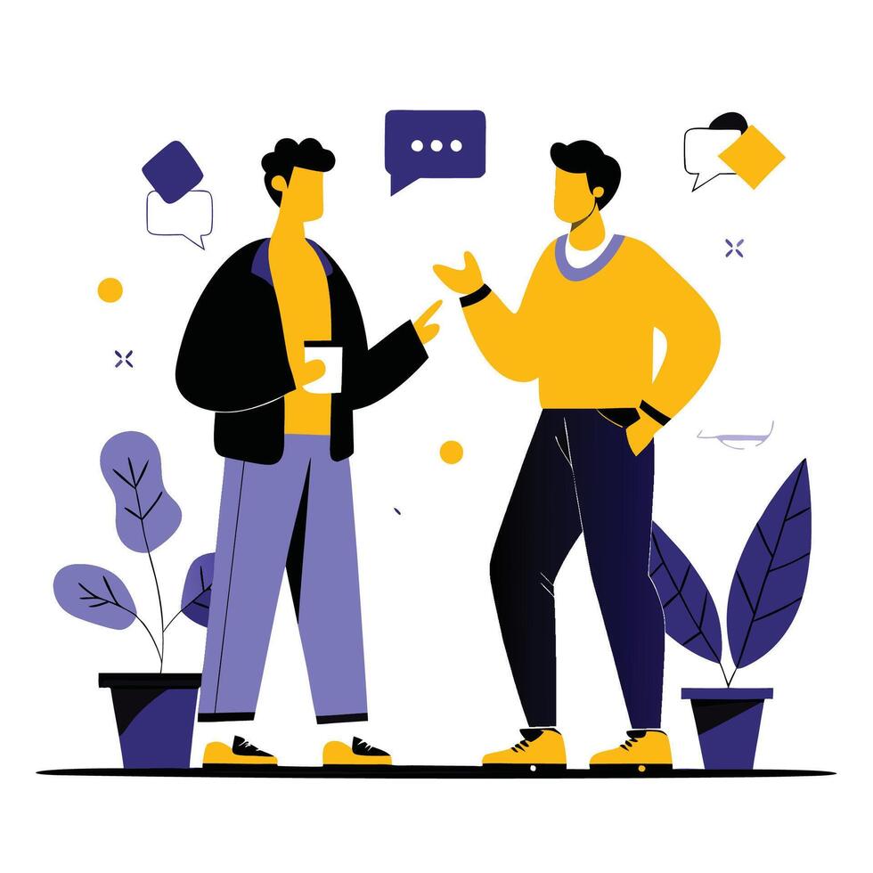 Conceptual Illustration of Men Discussing Important Matters vector