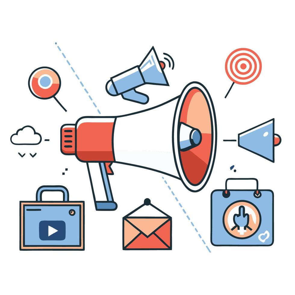 Megaphone Concept Illustration Depicting Loudspeaker Amplifying Message vector