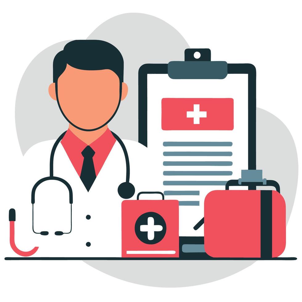 Comprehensive Medical Checkup Concept with Modern Equipment Illustration vector